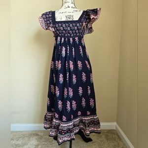 Mabe Flutter Sleeve Dress Womens S Tiered Cotton